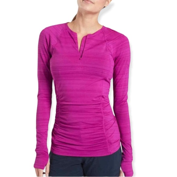 Athleta Tops - Athleta Pacifica UPF 50 Pink 1/2 Zip Long Sleeve Pullover Workout Swim Top Sz M